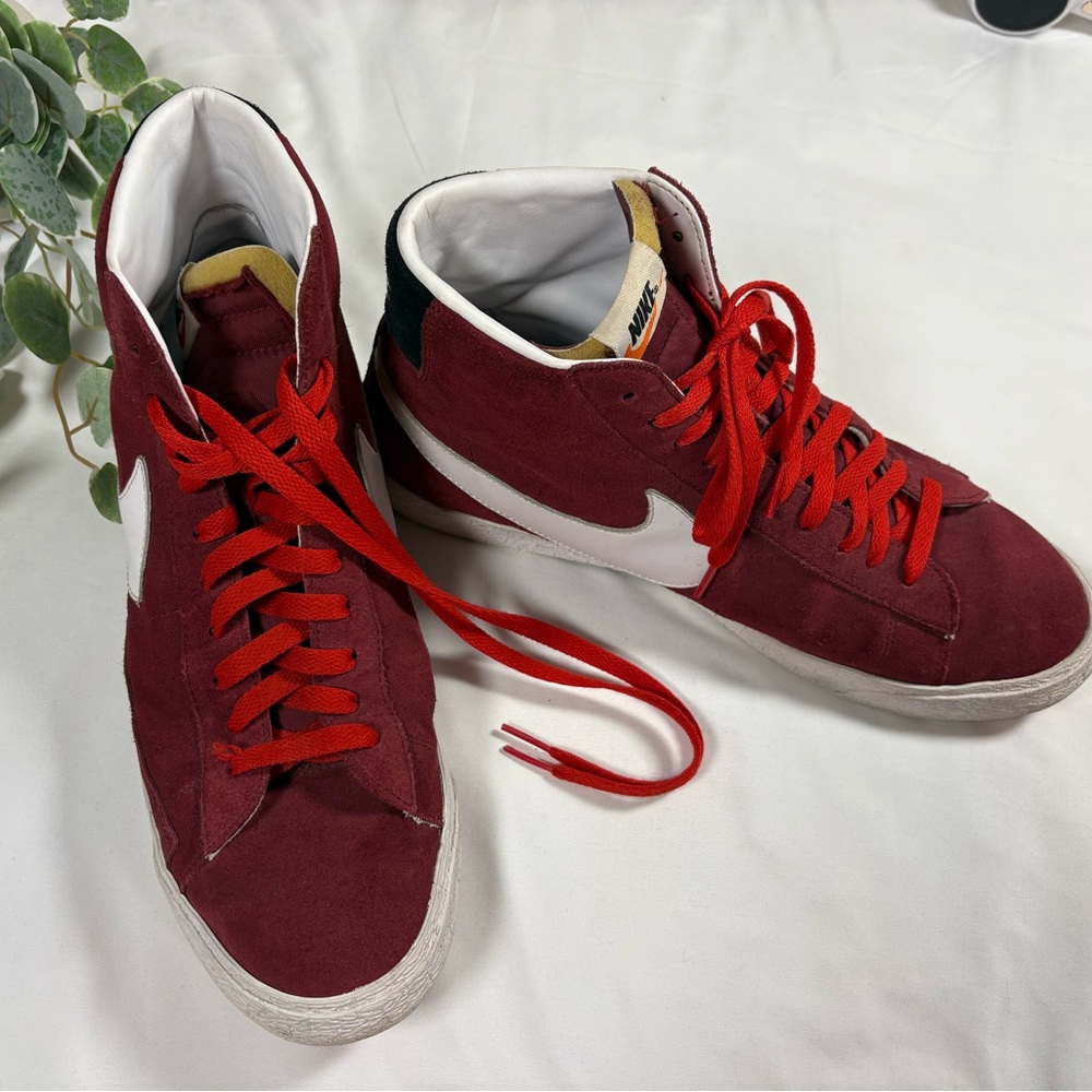 Nike Burgundy and White High-Top Sneakers